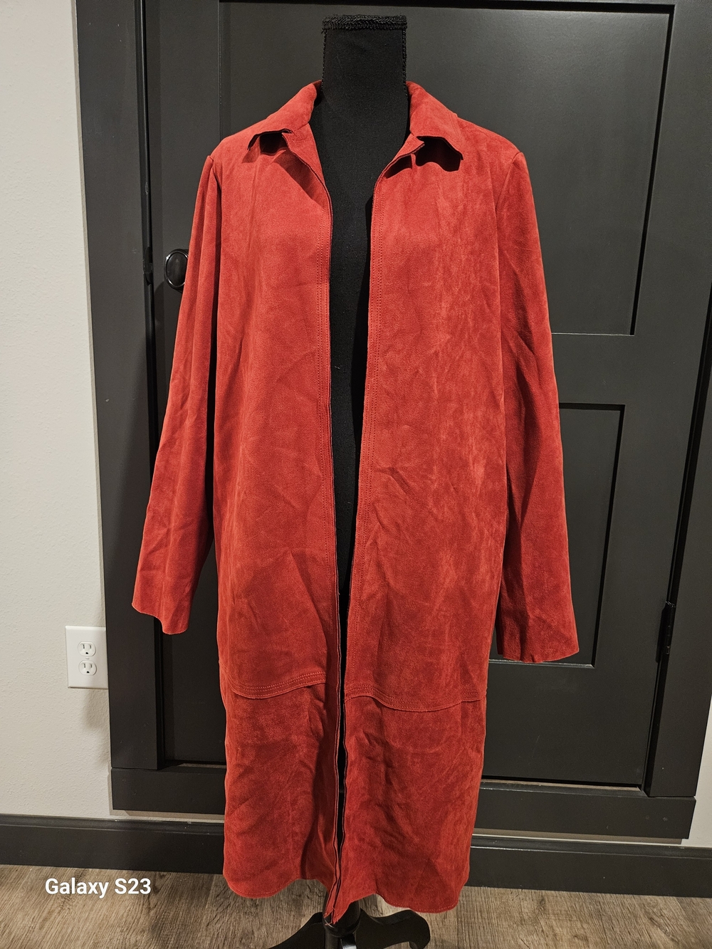 Philosophy Rust Red Suede Long Trench Coat